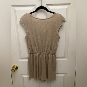 Elegant Tan Cap Sleeve romper